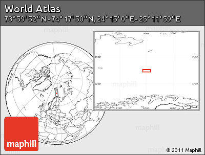 Blank Location Map of the Area around 74° 8' 51" N, 24° 43' 30" E