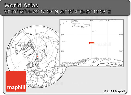 Blank Location Map of the Area around 74° 8' 51" N, 24° 43' 30" E