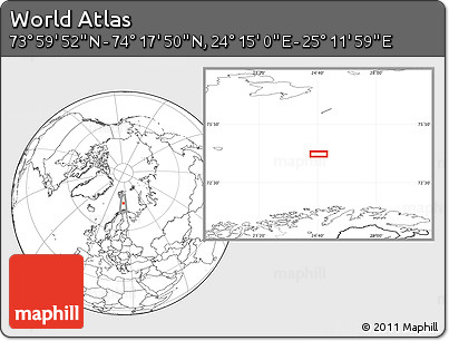 Blank Location Map of the Area around 74° 8' 51" N, 24° 43' 30" E