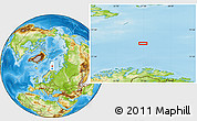 Physical Location Map of the area around 74° 8' 51" N, 27° 16' 29" E