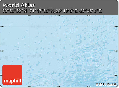 Shaded Relief Map of the Area around 74° 8' 51" N, 27° 16' 29" E