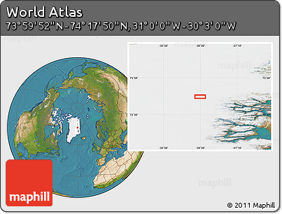 Satellite Location Map of the Area around 74° 8' 51" N, 30° 31' 29" W