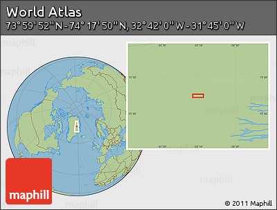 Savanna Style Location Map of the Area around 74° 8' 51" N, 32° 13' 30" W