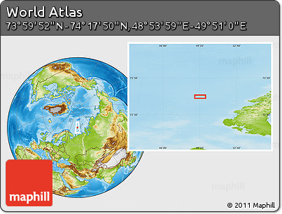 Physical Location Map of the Area around 74° 8' 51" N, 49° 22' 30" E