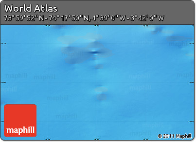 Shaded Relief Map of the Area around 74° 8' 51" N, 4° 10' 30" W