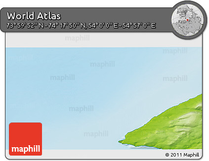 Physical 3D Map of the Area around 74° 8' 51" N, 54° 28' 30" E