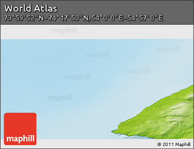 Physical 3D Map of the Area around 74° 8' 51" N, 54° 28' 30" E