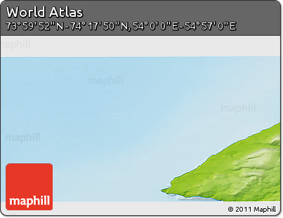 Physical 3D Map of the Area around 74° 8' 51" N, 54° 28' 30" E