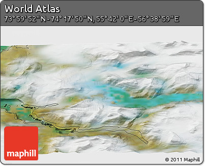 Satellite 3D Map of the Area around 74° 8' 51" N, 56° 10' 29" E