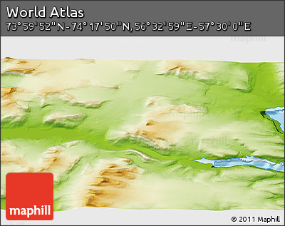 Physical 3D Map of the Area around 74° 8' 51" N, 57° 1' 29" E