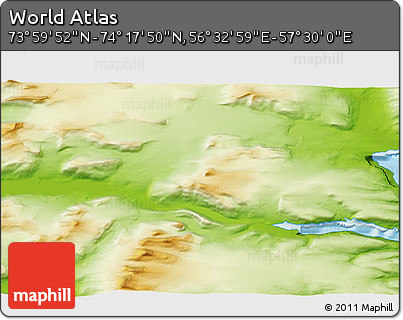 Physical 3D Map of the Area around 74° 8' 51" N, 57° 1' 29" E