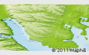 Physical 3D Map of the area around 74° 8' 51" N, 57° 52' 30" E