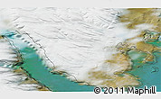 Satellite 3D Map of the area around 74° 8' 51" N, 57° 52' 30" E