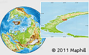 Physical Location Map of the area around 74° 8' 51" N, 57° 52' 30" E