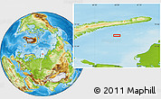 Physical Location Map of the area around 74° 8' 51" N, 63° 49' 30" E