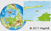 Physical Location Map of the area around 74° 8' 51" N, 66° 22' 30" E