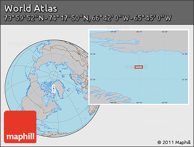 Gray Location Map of the Area around 74° 8' 51" N, 66° 13' 29" W