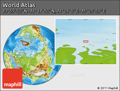 Physical Location Map of the Area around 74° 8' 51" N, 74° 52' 30" E