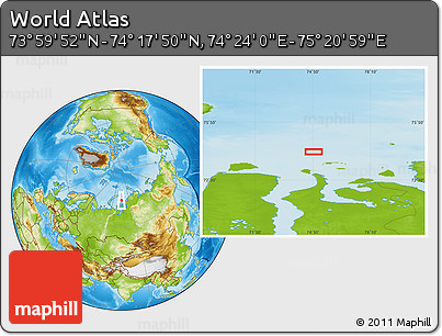 Physical Location Map of the Area around 74° 8' 51" N, 74° 52' 30" E