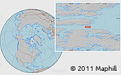 Gray Location Map of the area around 74° 8' 51" N, 80° 40' 30" W, hill shading