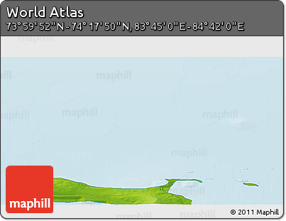 Physical 3D Map of the Area around 74° 8' 51" N, 84° 13' 29" E