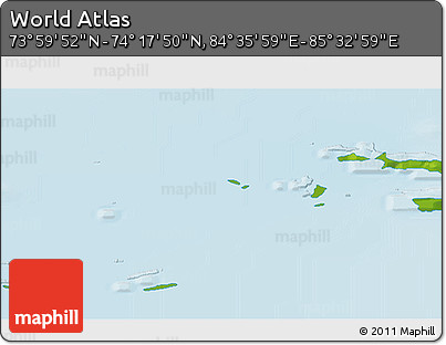 Physical 3D Map of the Area around 74° 8' 51" N, 85° 4' 29" E