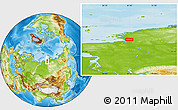 Physical Location Map of the area around 74° 8' 51" N, 87° 37' 30" E