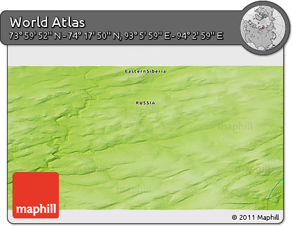 Physical 3D Map of the Area around 74° 8' 51" N, 93° 34' 29" E