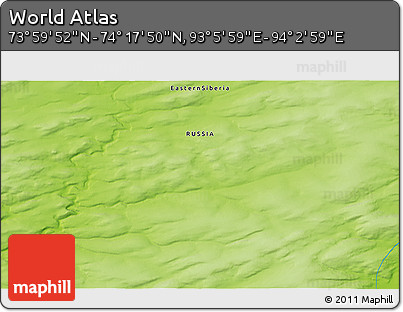 Physical 3D Map of the Area around 74° 8' 51" N, 93° 34' 29" E