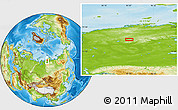 Physical Location Map of the area around 74° 8' 51" N, 93° 34' 29" E