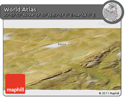 Satellite 3D Map of the Area around 74° 8' 51" N, 94° 25' 30" E