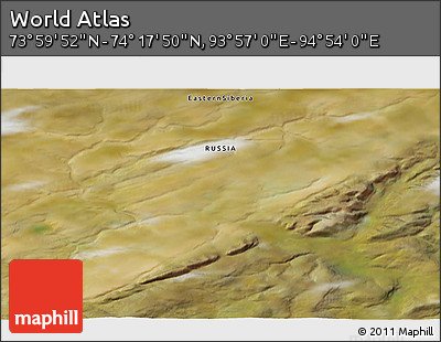 Satellite 3D Map of the Area around 74° 8' 51" N, 94° 25' 30" E