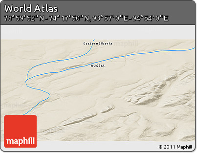 Shaded Relief 3D Map of the Area around 74° 8' 51" N, 94° 25' 30" E