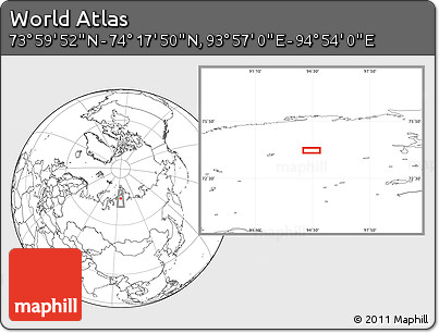 Blank Location Map of the Area around 74° 8' 51" N, 94° 25' 30" E