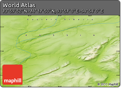 Physical Map of the Area around 74° 8' 51" N, 94° 25' 30" E