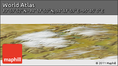 Satellite Panoramic Map of the Area around 74° 8' 51" N, 95° 16' 30" E