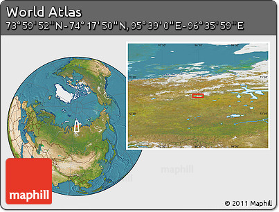 Satellite Location Map of the Area around 74° 8' 51" N, 96° 7' 30" E