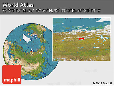 Satellite Location Map of the Area around 74° 8' 51" N, 96° 7' 30" E