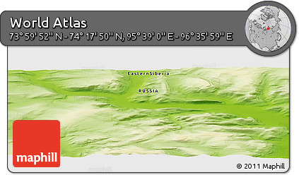 Physical Panoramic Map of the Area around 74° 8' 51" N, 96° 7' 30" E
