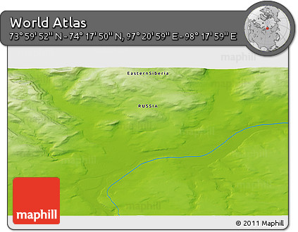 Physical 3D Map of the Area around 74° 8' 51" N, 97° 49' 29" E