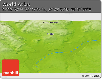 Physical 3D Map of the Area around 74° 8' 51" N, 97° 49' 29" E