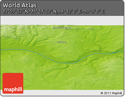 Physical 3D Map of the Area around 74° 8' 51" N, 98° 40' 30" E