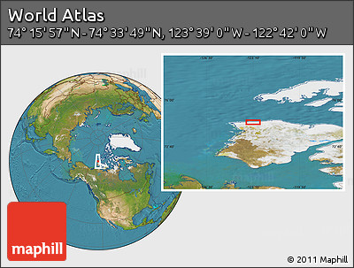 Satellite Location Map of the Area around 74° 24' 53" N, 123° 10' 30" W