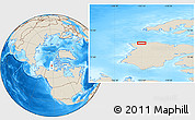 Shaded Relief Location Map of the area around 74° 24' 53" N, 123° 10' 30" W