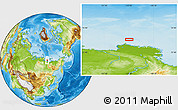 Physical Location Map of the area around 74° 24' 53" N, 125° 1' 30" E