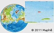 Physical Location Map of the area around 74° 24' 53" N, 177° 43' 29" E