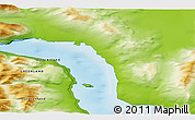 Physical 3D Map of the area around 74° 24' 53" N, 20° 19' 30" W