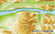 Physical Map of the area around 74° 24' 53" N, 21° 10' 29" W