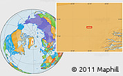 Political Location Map of the area around 74° 24' 53" N, 32° 13' 30" W