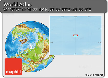 Physical Location Map of the Area around 74° 24' 53" N, 40° 1' 29" E